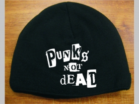 Punks not Dead čierna pletená čiapka stredne hrubá vo vnútri naviac zateplená, univerzálna veľkosť, materiálové zloženie 100% akryl